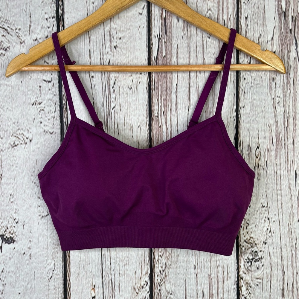 Athleta Renew Bra Size Small Purple Stretchy Seamless Fabric‎ Removable Pads EUC